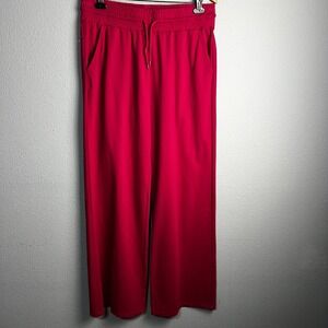 Another Love Quincy Wide Leg Lounge‎ Pants Drawstring Pockets Ruby Red Size L